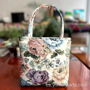 Bolso de mujer tejido teñido en hilo floral bohemio